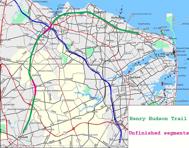 Henry Hudson Trail: Highlands to Aberdeen, New Jersey - 290 Reviews, Map